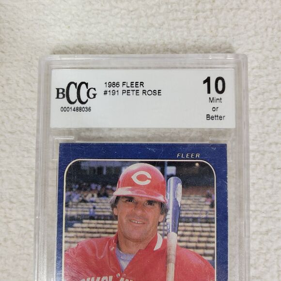 1986 Fleer Pete Rose Baseball Card #191 BCCG 10 Mint Graded Collectables Retro - Picture 6 of 6